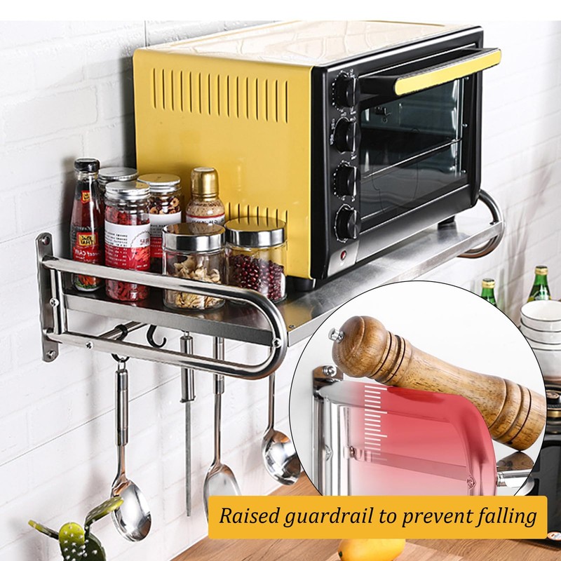 ILWorkTLs Wall Mounted Microwave Oven Rack,Stainless Steel Kitchen Shelf with