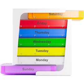 JFA Medical Weekly Stackable Pill Box Organiser/Reminder for Medicines Supplements, Vitamins, 7days, 4 compartments per Day – Morning, Noon, Evening and Bed