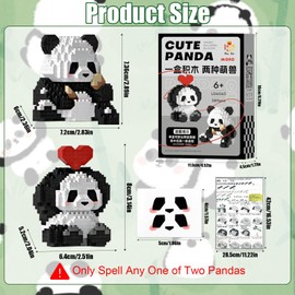 Hpbaggy 2-in-1 Panda Building Blocks Set, Animal Building Block Set, Cute Panda Bricks, Mini Animals Building Blocks Set, Clamping Building Blocks Animal Set, Gifts for Adults, Children, for Children