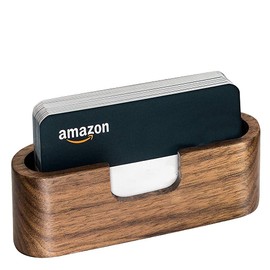 Frescorr - Wooden Business Card Holder/Stand Office Desk Organizer, Business Card Display Holder | Desktop Business Card Stand for Office, Tabletop (Walnut Wood)