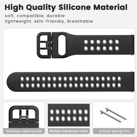 CUZOW Compatible with Garmin Forerunner 245/645, Vivoactive 3, 20mm Soft Silicone Sport Watch Band Replacement for Forerunner 245 Music/645 Music/Venu/Venu Sq for Women Men, Black-Gery