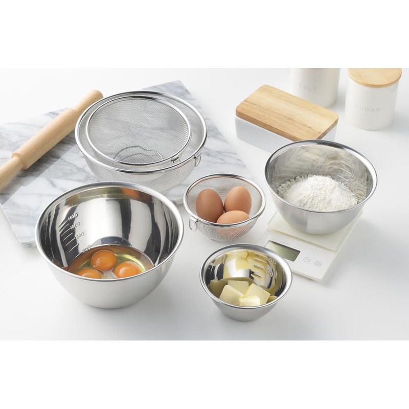 ヨシカワ(Yoshikawa) ボウル シルバー 16cm 目盛付 ジャストにフィット SJ1392