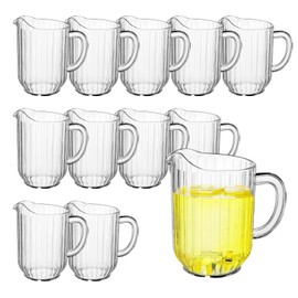 WELKOR 32 Oz Plastic Beer Pitcher Set,Commercial Grade Anti-Drip Restaurant Water Pitcher with Handle,Frost-Resistant Design,Ideal for margarita, Sangria, Lemonade Iced Tea (12 Pack, 32oz(900ml))