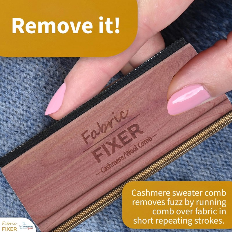 Cashmere Pill Remover Comb with Natural Cedar Wood Handle (Double