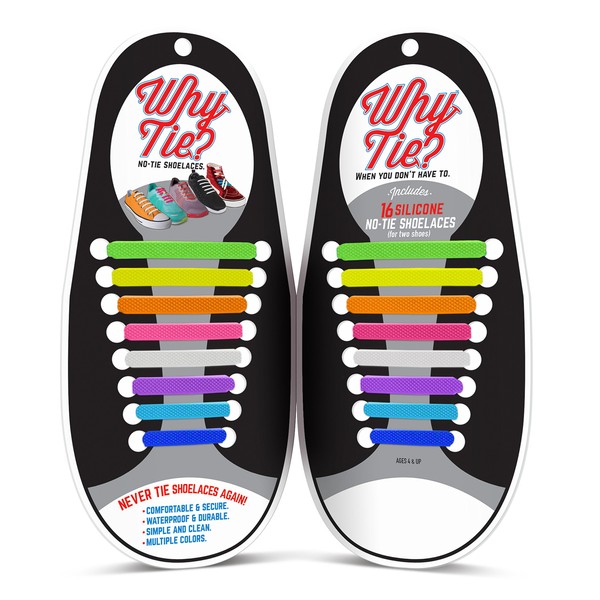 WHY TIE?™ No-Tie Silicone Shoelaces for Sneakers (Rainbow)