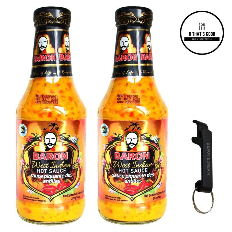 Baron West Indian Hot Sauce (397ml) (Pack of 2)