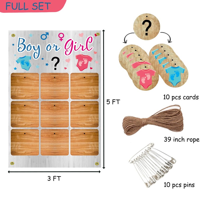 Gender Reveal Tic Tac Toe Board Game for Boys or