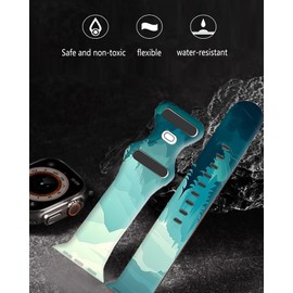 wumswu Compatible with Watch Band 38mm 40mm 41mm 42mm 44mm 45mm 49mm for Women, Cute Fadeless Replacement Strap for Watch SE Series 9 8 7 6 5 4 3 2 1 Ultra(Mountain Forest Pine Tree)