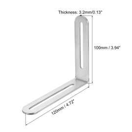 uxcell 4Pcs Adjustable L-Shape Corner Brace with Slot, 4.72 x 3.94 Inch Stainless Steel Slotted Right Angle Corner Bracket with Screws for Wooden Furniture Cabinet, Silver
