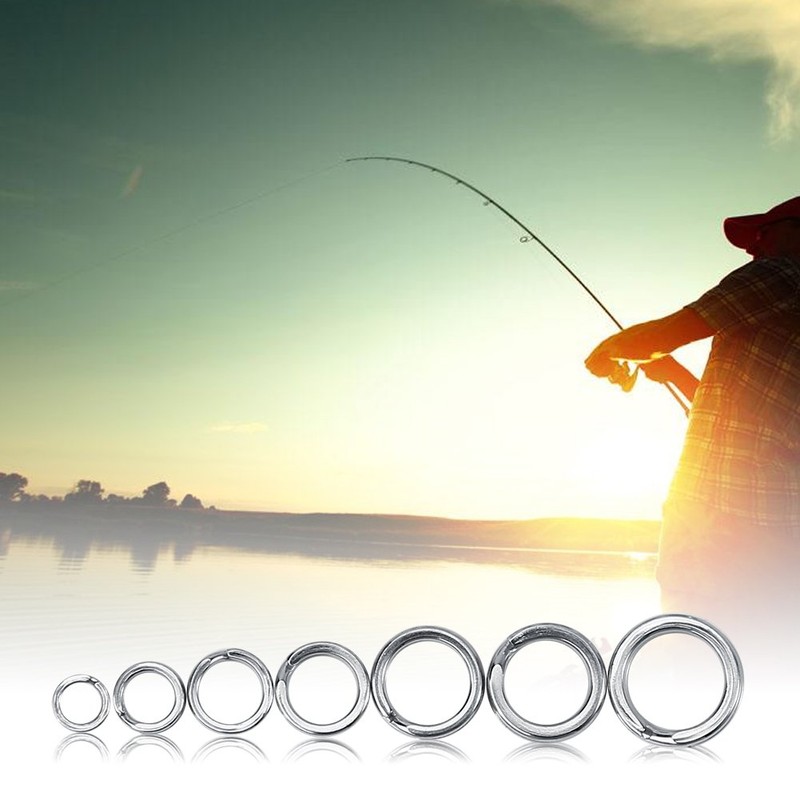 50pcs/100pcs Split Rings, Stainless Steel Fishing Tackle Bait Double Circle