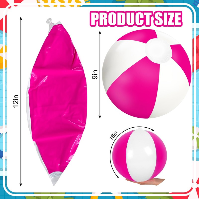 Whaline 3Pcs Inflatable Beach Ball 16 Inch Round Pool PVC