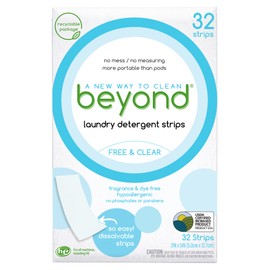 Beyond Laundry Detergent Strips [12 packs of 32 strips] - Free & Clear - Eco-friendly, Hypoallergenic. Travel friendly. Dissolvable Strips