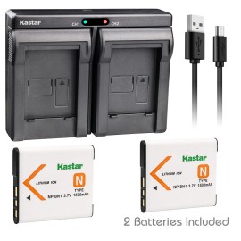 Kastar NP-BN1 BC-CSN Battery or Dual Charger for Sony Cyber-shot DSC-W390 W510 W515PS - 1 Charger + 2 Batteries