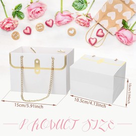 Arlent 12 bolsas de regalo de flores de papel,bolsas de flores para ramos de flores,bolsas rectangulares de regalo,bolsa de mano para pareja,día de la madre,boda,día de San Valentín(Blanco y rosa)