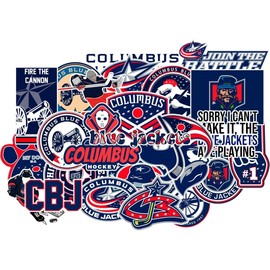 25 PCS Columbus American Hockey Blue Jackets Stickers for Water Bottle, Laptop, Bicycle, Computer, Motorcycle, Travel Case, Car Decal Decoration Sticker