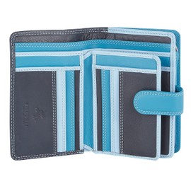 VISCONTI Twofold Leather Women's Purse Rainbow Multicoloured Purse(RB51) RFID, blue, elegant" or "stylish