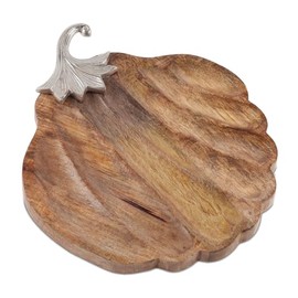 Melrose Pumpkin Plate, Wood and Aluminum, 15.75-inch Length x 13-inch Width x 1.75-inch Height
