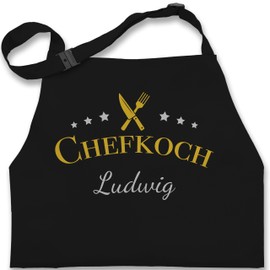 Geschenk mit Namen personalisiert by Shirtracer - Children's Apron Children Boys Girls - Cooking Apron - Chef with Name I Gift Hobby Chefs I Gift Cooking, 1 black