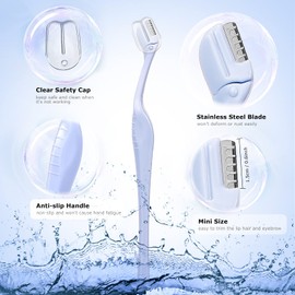 6Pcs Eyebrow Razor Mini Eyebrow Razor Trimmer Female Face Shaver Lip Hair Remover with Precision Cover Small Shaver for Women Makeup Face Care Tools(Clear, Clear Purple, Light Blue)