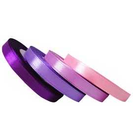 LuckyMoon 4 Rolls Fabric Satin Ribbon, 10mm Single Face Ribbons Rolls 24 Yards Craft Ribbons Embellish Ribbons for Bouquet Gift Wrapping Wedding Party Decoration Hair Bows Making (Purple)