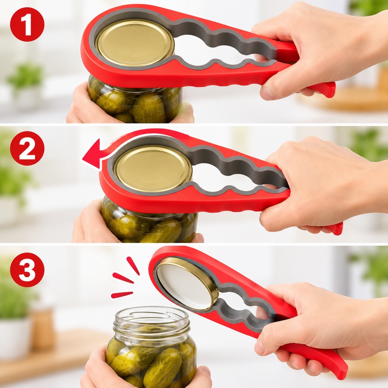 4-in-1 Jar Opener for Kitchen Use – Manual Multi-Purpose Lid,