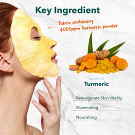 Purederm Turmeric Facial Mask Skin Care (5 Pack) - Bubble Face Sheet Mask for Moisturizing and Hydrating - Rich Collagen and Botanical Extracts Soothe and Illuminate Your Skin - Korean Beauty Skin Mask Pack & Home Spa