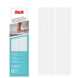 S&X Non Slip Bath Stickers,0.75-Inch by 11-Inch,12 Strips Per Pack (Clear)