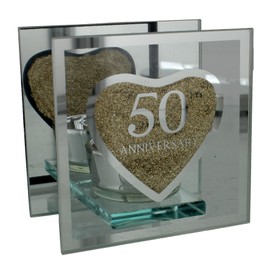 50th Golden Wedding Anniversary Tea Light Holder Gift