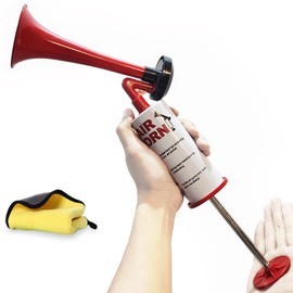 Handheld Air Horn, Aluminum Loud Noise Maker Bear Airhorn Self Defense Portable Air Pump Horn Sports and Marine Signal Safety Alarm Horn for Boating, Sports Events, Manual Airhorn