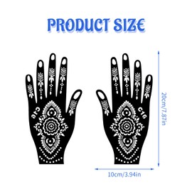 Vesaneae Pack of 16 Henna Tattoo Stencils Kit, Temporary Tattoo Stencil Stickers, Body Art Tattoos Stencils Stickers, Glitter Tattoo Air Brush Tattoo, for Hand Body Art