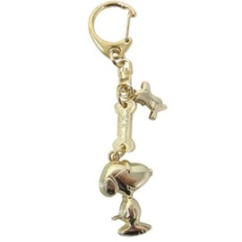 Ushikubo Kogeisha SN-133 Keychain Snoopy Cast Key Holder, Gold, H3cm