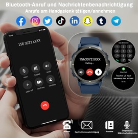 PYRODUM Men's Smartwatch with Phone Function, 1.43 Inch Military Smart Watch with 24/7 Heart Rate/Sleep Monitor/SpO2/Pedometer, 120+ Sports Modes, Waterproof Fitness Watch for Android iOS