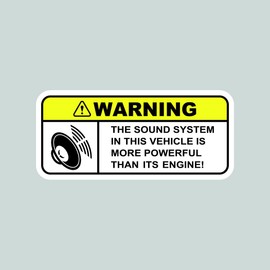 Warning Sound System - Color Sticker - Decal - Diecut - subwoofer woofer humor funny jdm euro - 4.00x1.80
