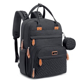 BabbleRoo Diaper Bag Backpack - Baby Essentials Travel Tote - Multi Function Waterproof Diaper Bag, Travel Essentials Baby Bag with Changing Pad, Stroller Straps & Pacifier Case - Unisex, Black | BabbleRoo