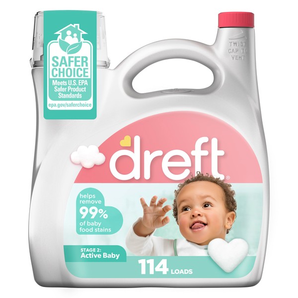 Dreft Stage 2: Active Baby Liquid Laundry Detergent 114 Loads 165 fl oz