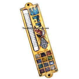 Mezuzah with Shema Yisrael Scroll and Hamsa Protection Hand