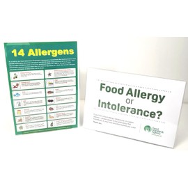 Safer Food Better Business 2 x A4 Laminated Signs - 14 Food Allergens and NEW Food Allergy or Intolerance?