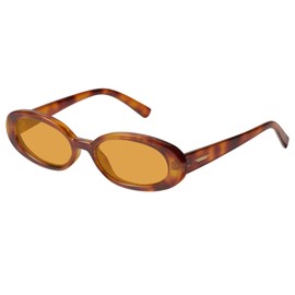 mosanana Retro Oval Sunglasses for Women 70s Small Trendy Narrow Tiny Cute Skinny 2025 Sun Glasses for Small Face Tortoise Yellow MS52360