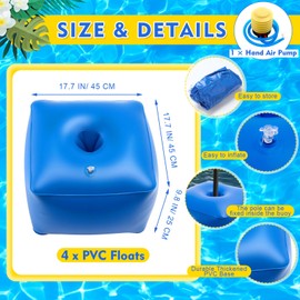 Leinuosen 10'× 10' Floating Pool Canopy Set with 4 Pcs Water Canopy Shade Float Kits Steel and Aluminum Frame Floating Tent for Pool Lake Beach Include Hand Air Pump and Carry Bag(Blue)