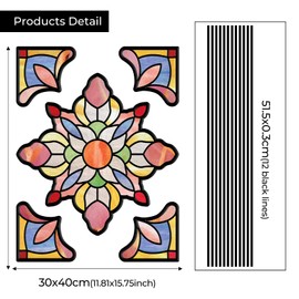 ADD.HERES Window Stickers, ‌Stained Glass Window Privacy Film, UV Blocking Static Cling for Home Kitchen Office Bathroom, Prismatic Lotus, 11.81" X 15.75"