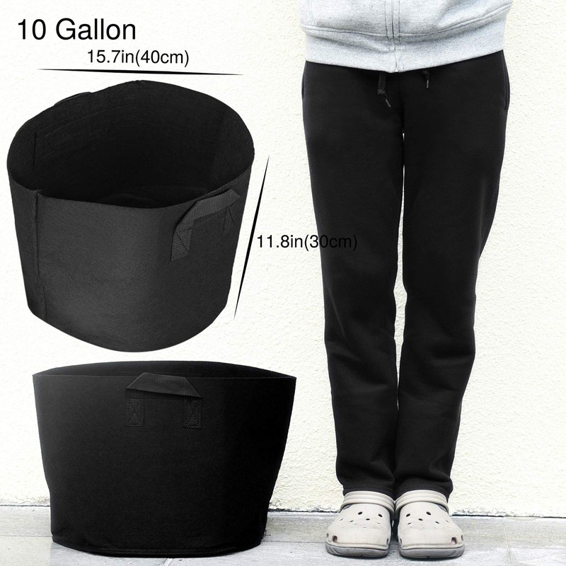 FiveSeasonStuff 10 Gallon Grow Bags Upgraded Heavy Duty Handles, 5