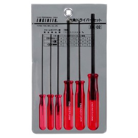 ENGINEER DK-02 Engineer Hex Screwdriver Set, Opposite Side 0.06/0.1/0.1/0.12/0.1/0.12/0.2 inches (1.5/2/2.5/3/4/5 mm), Set of 6, Red