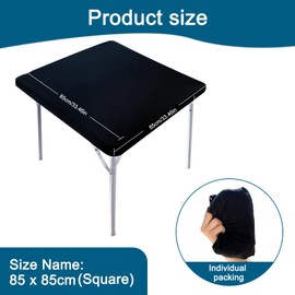 Pack of 2 Milk Silk Black Square Tablecloth, 85 x 85 cm, Outdoor, for Outdoor, Elastic Tablecloth, for Indoor, Outdoor, Picnic, Camping, Parties