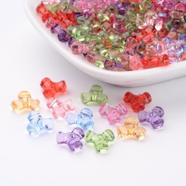 FASHEWELRY 200Pcs Transparent Acrylic Plastic Tri Beads Colorful Kandi Pony Beads Clear Triangle Bead for Jewelry Making DIY Bracelets Necklace Party Decoration Supplies