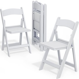 YITAHOME White Folding Chairs Set of 4, Sturdy Resin Folding Chairs with Padded Seat for Extra Comfort (550 lbs), Stackable White Chairs for Events, Weddings, Parties, Picnics, Yoga