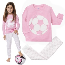 Girls Pajamas Pink Soccer 2 Piece 100% Super Soft Cotton (12m-8y),6 Years,Pink