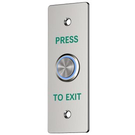 Push to Exit Button，4.53''L x 1.57'' W Stainless Steel Door Bell Type Round Request to Exit Button for Door Access Control with LED Light NC COM and NO Output