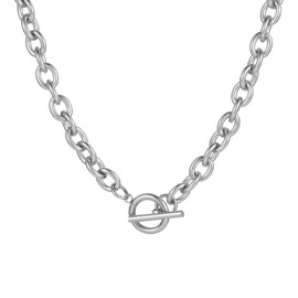 Dabovos Gold Chunky Necklaces for Women 18K Gold Plated Chain Clasp Toggle Necklaces Dainty Herringbone Snake Chain Cuban Choker Necklaces Jewelry Gifts