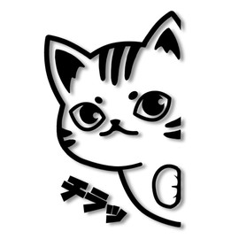 Tamiya Tiger Pattern Hyokkori Cat Cutting Sticker Weatherproof Waterproof Japanese Seal Bike Car Sticker catHYtora (Black, Left Facing)