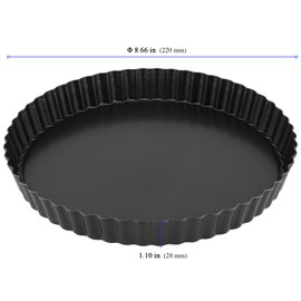 YUENPUN Quicheform, Kuchenform, abnehmbarer Boden, rund, antihaftbeschichtet, geriffelt, Karbonstahl, loser Boden, zum Backen, Pizza, Obstkuchen, Käsekuchen, 3 Stück